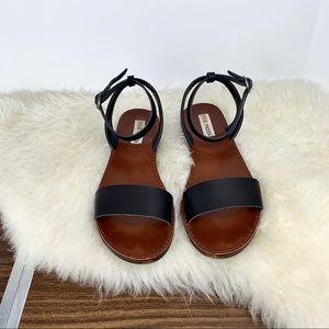 Steve Madden Black Ankle Strap Flat Sandal